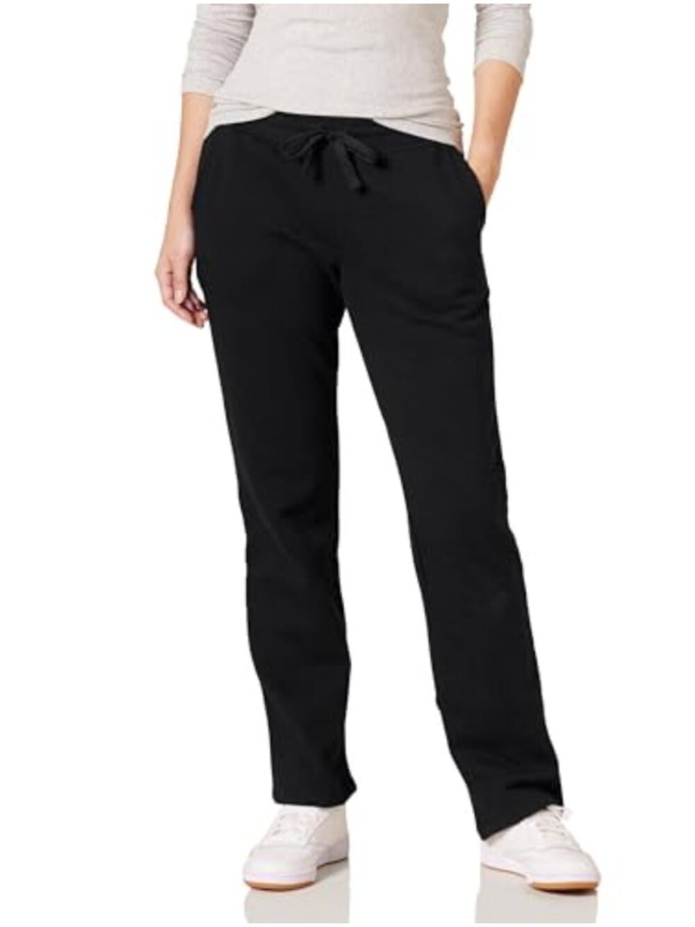 Womens Fleece Straight Leg Sweatpants Mid Rise Drawstring Pockets Lounge